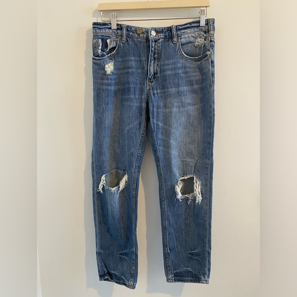 Pilcro Blue Distressed Straight Leg Jeans Size27